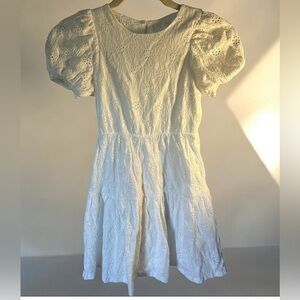 Zara Charming White Eyelet Cotton Lace Girls Dress. Size 8. Kids